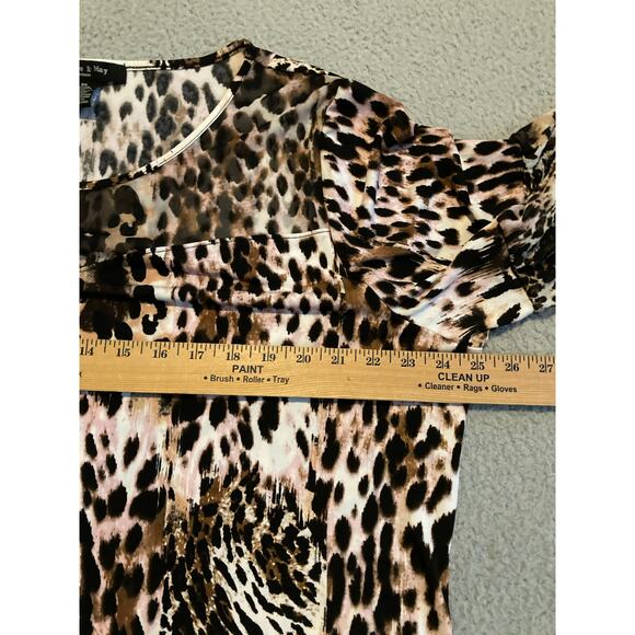 Adele & May Top 3X Animal Leopard Art Flare Short Sleeve Stretch Pink Black - Picture 11 of 16